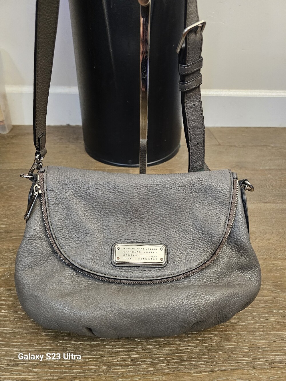 Marc Jacobs Gray Leather Crossbody Bag Silver Hardware